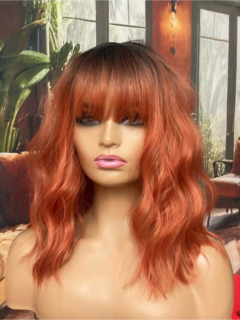 CLEARANCE Rooted Copper Wavy bob Wig